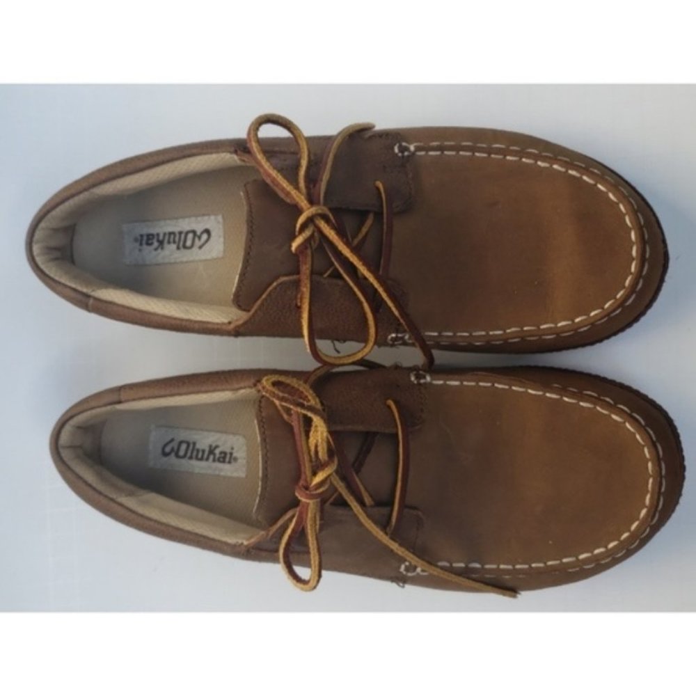SOLD☆ Men's OLUKAI Mano Leather Driving Moc Shoes - Picture 1 of 5